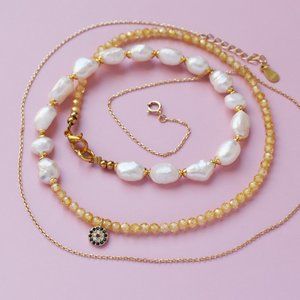 Dainty multi layer necklace choker gold, fancy stack evil eye necklace